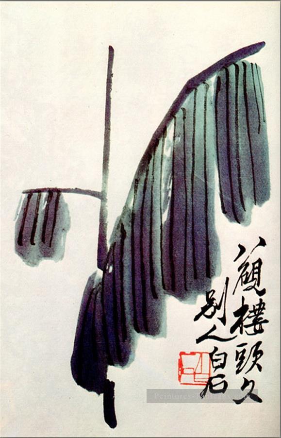Qi Baishi feuille de banane ancienne encre de Chine Peintures à l'huile